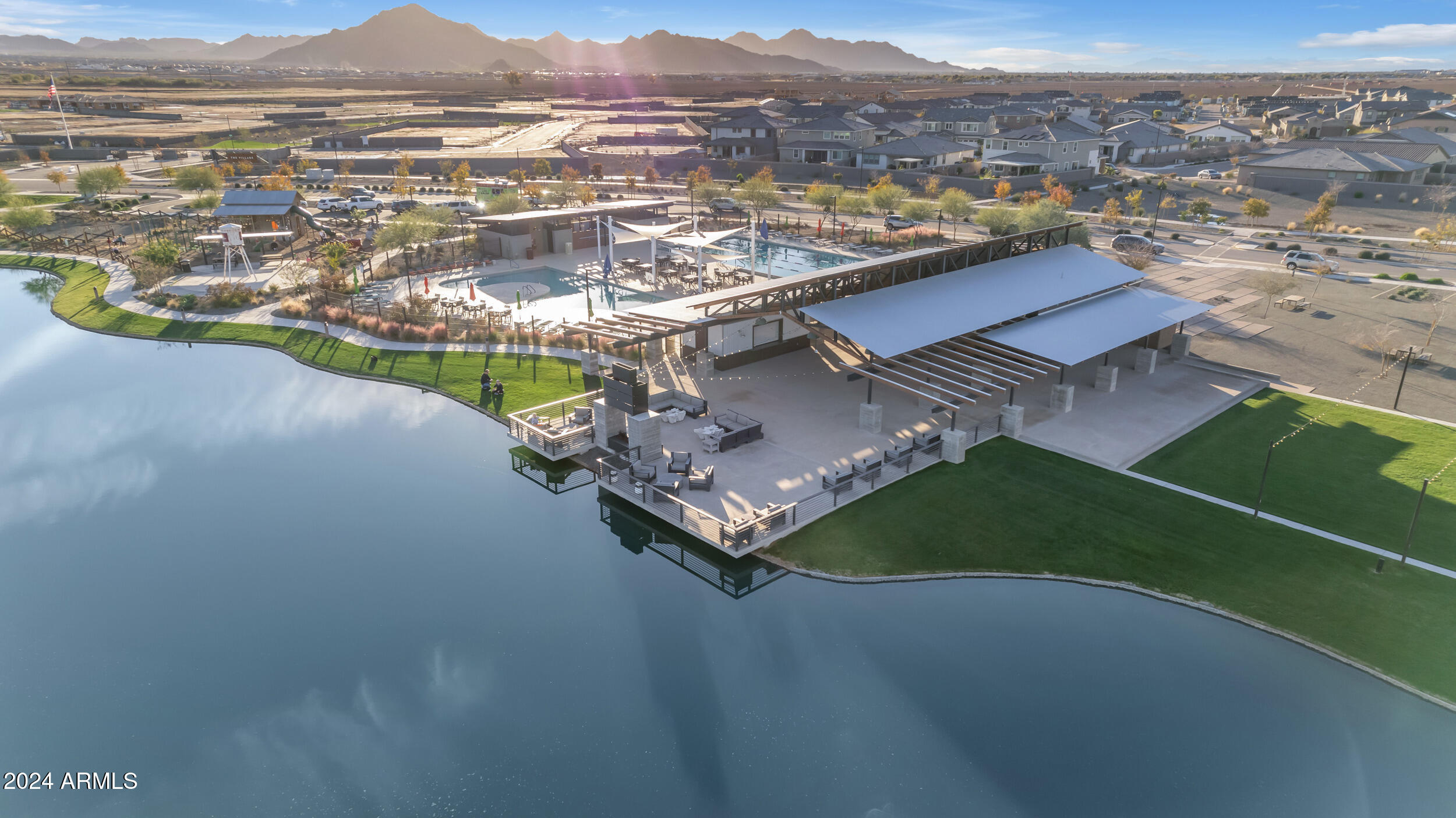 22678 East Stacey Road Queen Creek, AZ 85142 - Photo 92 of 101 an aerial view of residential houses with outdoor space and river