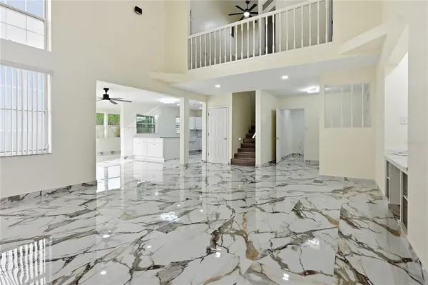 a view of a hallway with entryway