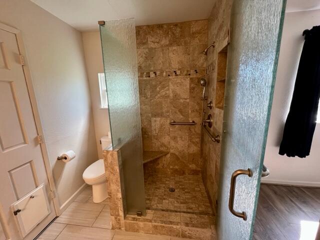 490 Foxen Lane Los Alamos, CA 93440 - Photo 10 of 16 a bathroom with a shower and a toilet