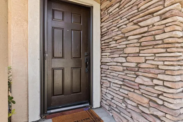 a view of wooden door