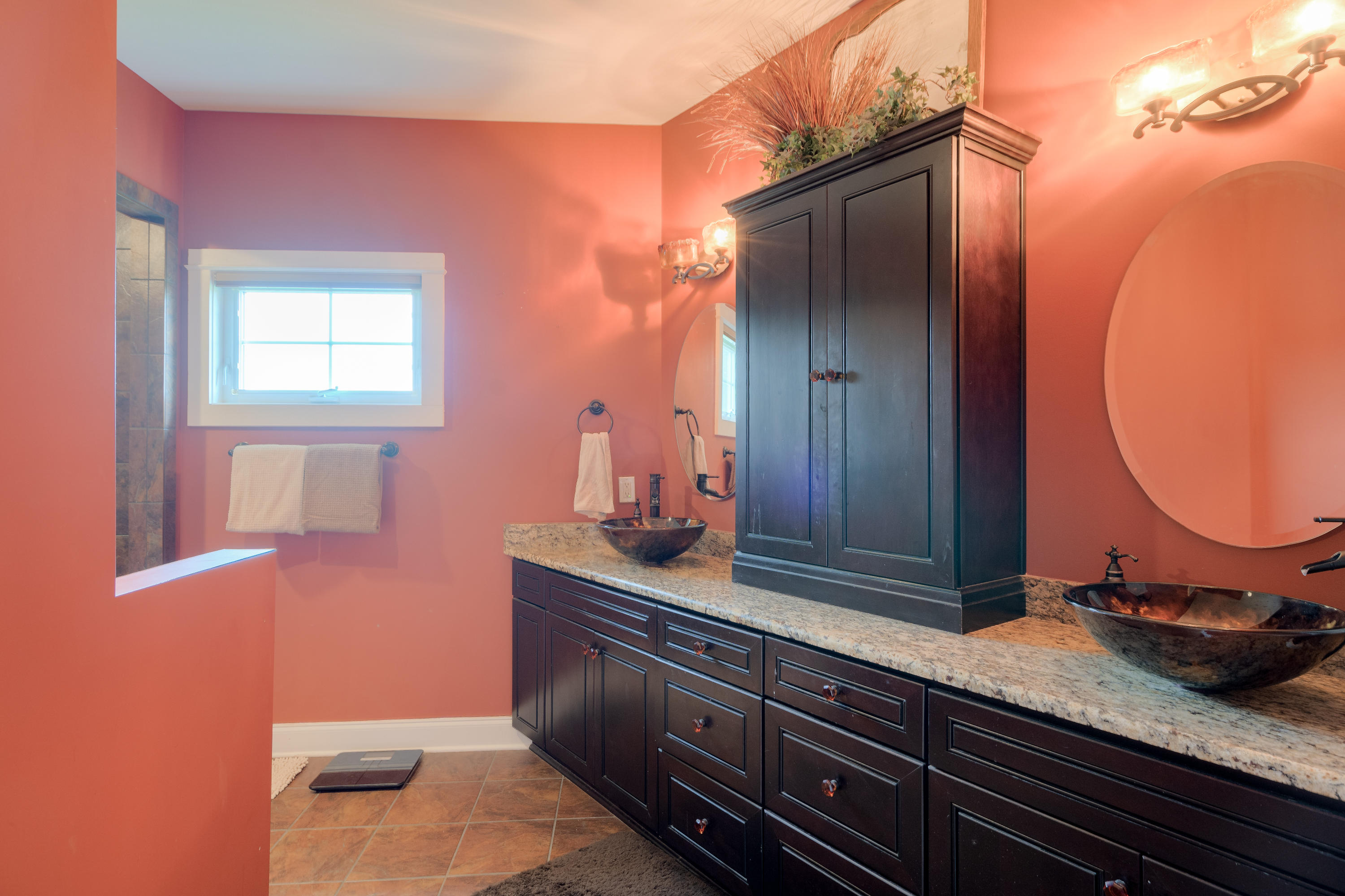 1839 Blue Ridge Springs Road Blue Ridge, VA 24064 - Photo 39 of 68 a bathroom with a granite countertop sink and a mirror