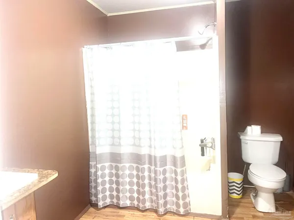 a view of a room that has a window in it