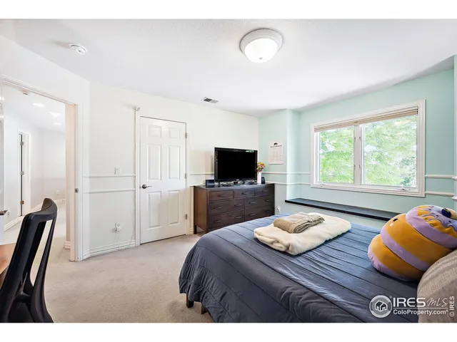 a bedroom with a bed and a television in it