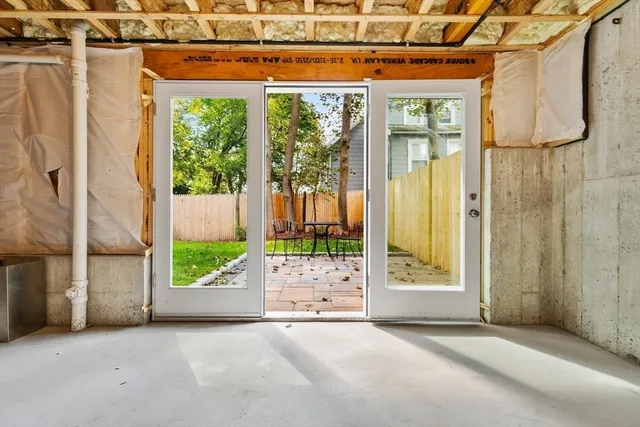 a view of a porch with a door and porch