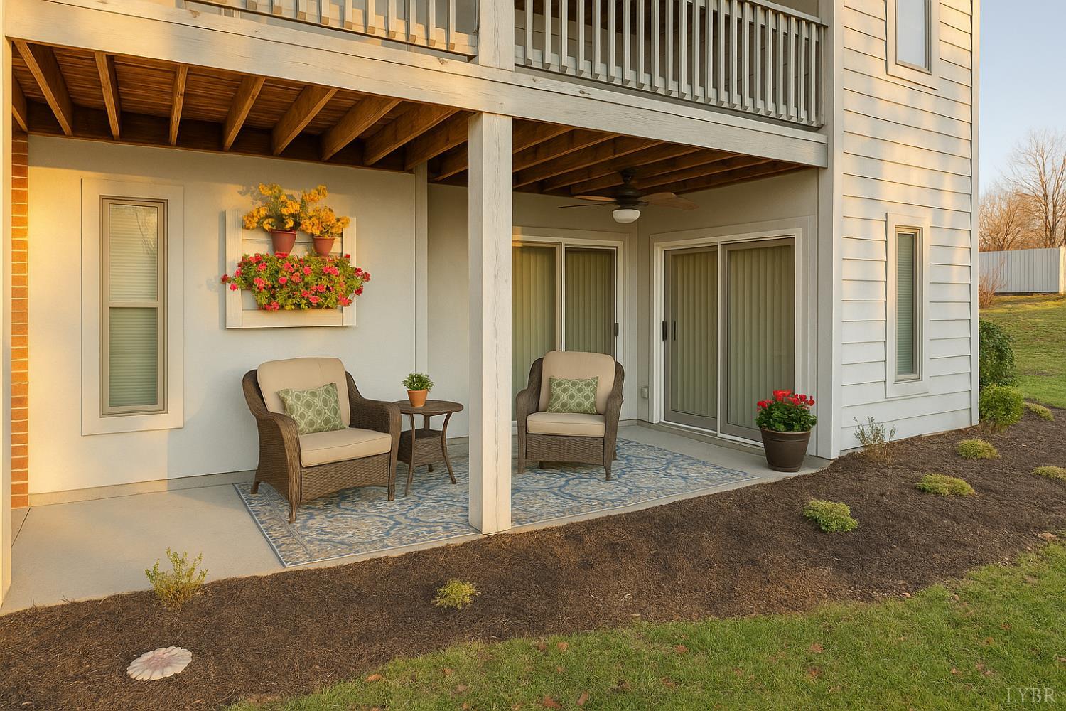 101 Manor Drive, Unit A Forest, VA 24551 - Photo 36 of 40 a view of a patio with table and chairs with wooden floor and fence