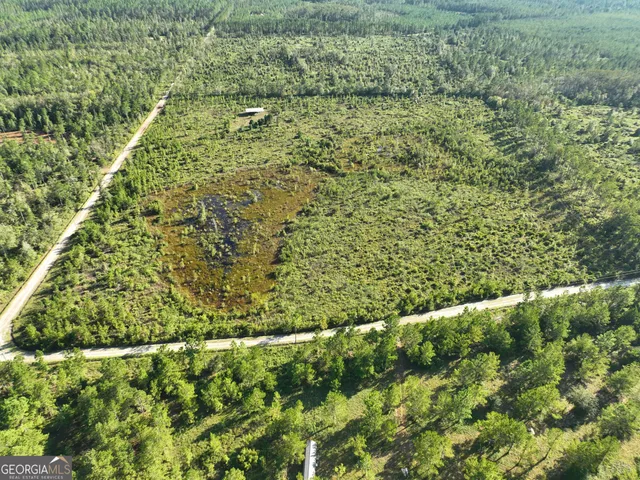 a view of a green field with lots of bushes