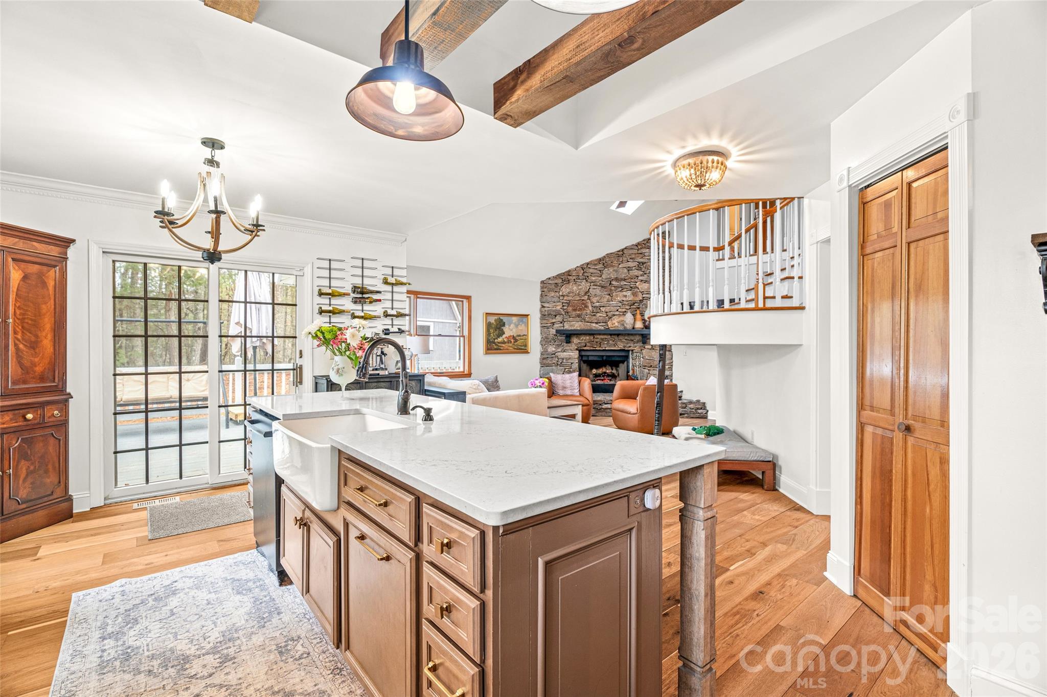 649 Upper Bailey Branch Road Mars Hill, NC 28754 - Photo 16 of 37 a open kitchen with stainless steel appliances granite countertop a sink and dishwasher a refrigerator with wooden floor