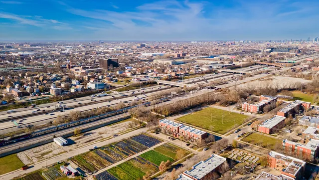 an aerial view of multiple house