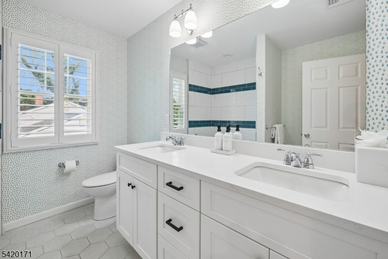 41 Milton Avenue Summit, NJ 07901 - Photo 26 of 39 a bathroom with 2 sink toilet and a mirror