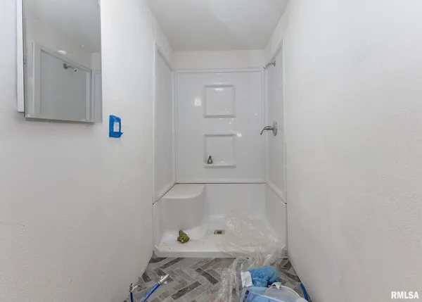 a bathroom with a bathtub