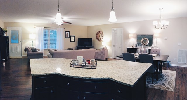 232 Sanders Road Macon, GA 31210 - Photo 19 of 33 a large kitchen with granite countertop a large counter top appliances and living room