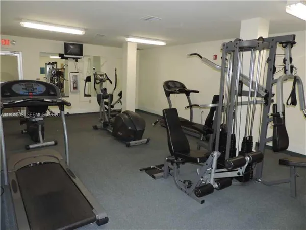 a view of a room with gym equipment