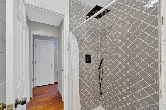 a bathroom with a shower