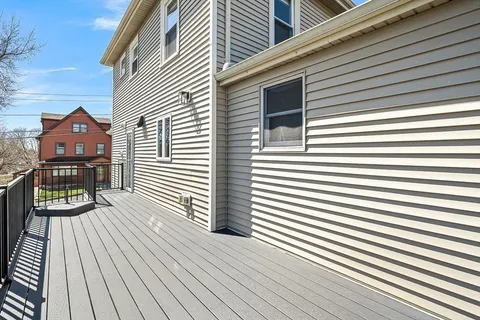 a view of a wooden deck with wooden floor