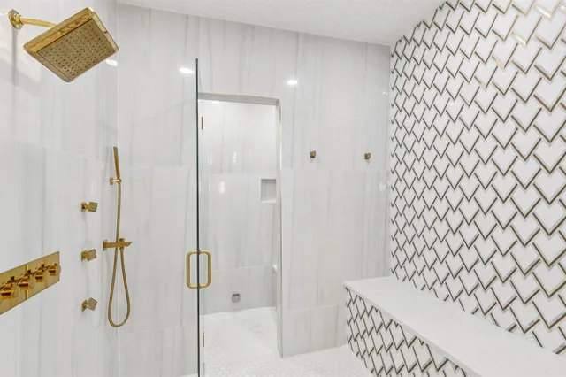 a bathroom with a shower