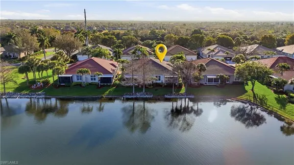 a view of a lake with houses