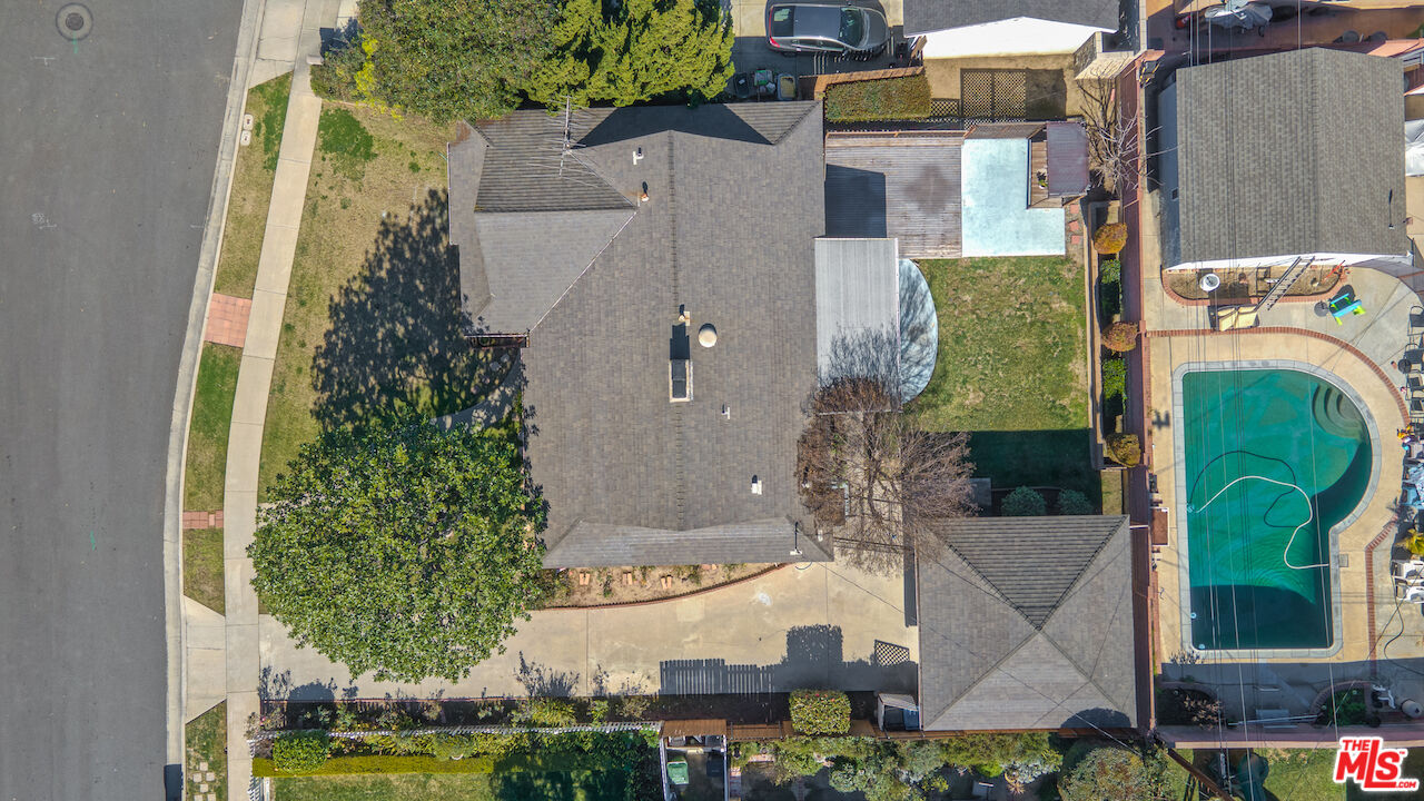 10310 Cullman Avenue Whittier, CA 90603 - Photo 9 of 30 an aerial view of a house with a yard and potted plants