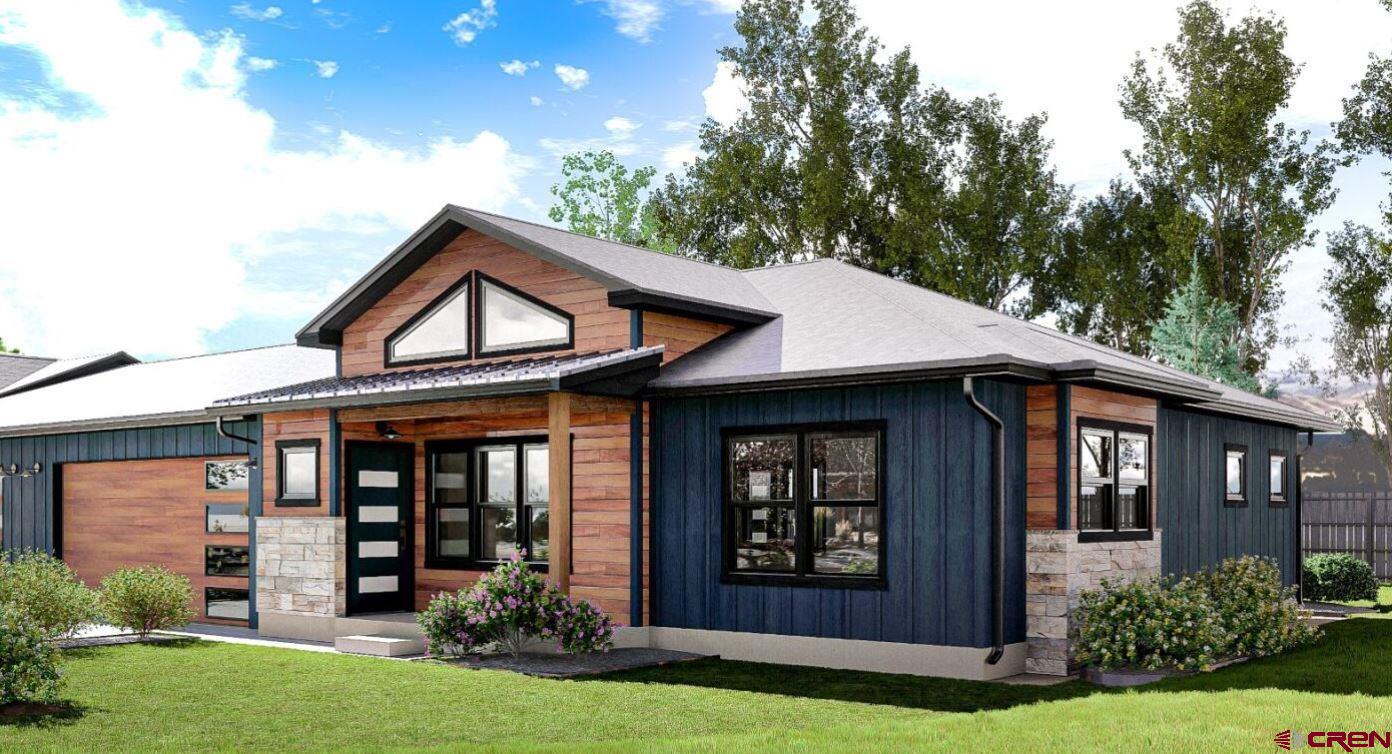 front view of a house with a yard