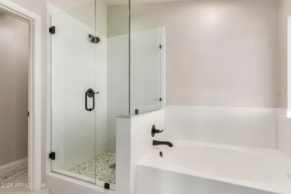 a bathroom with a bathtub