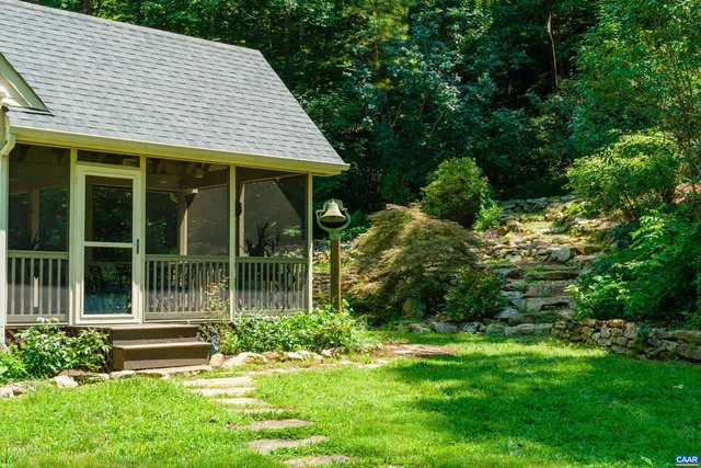 a view of a porch with a bench