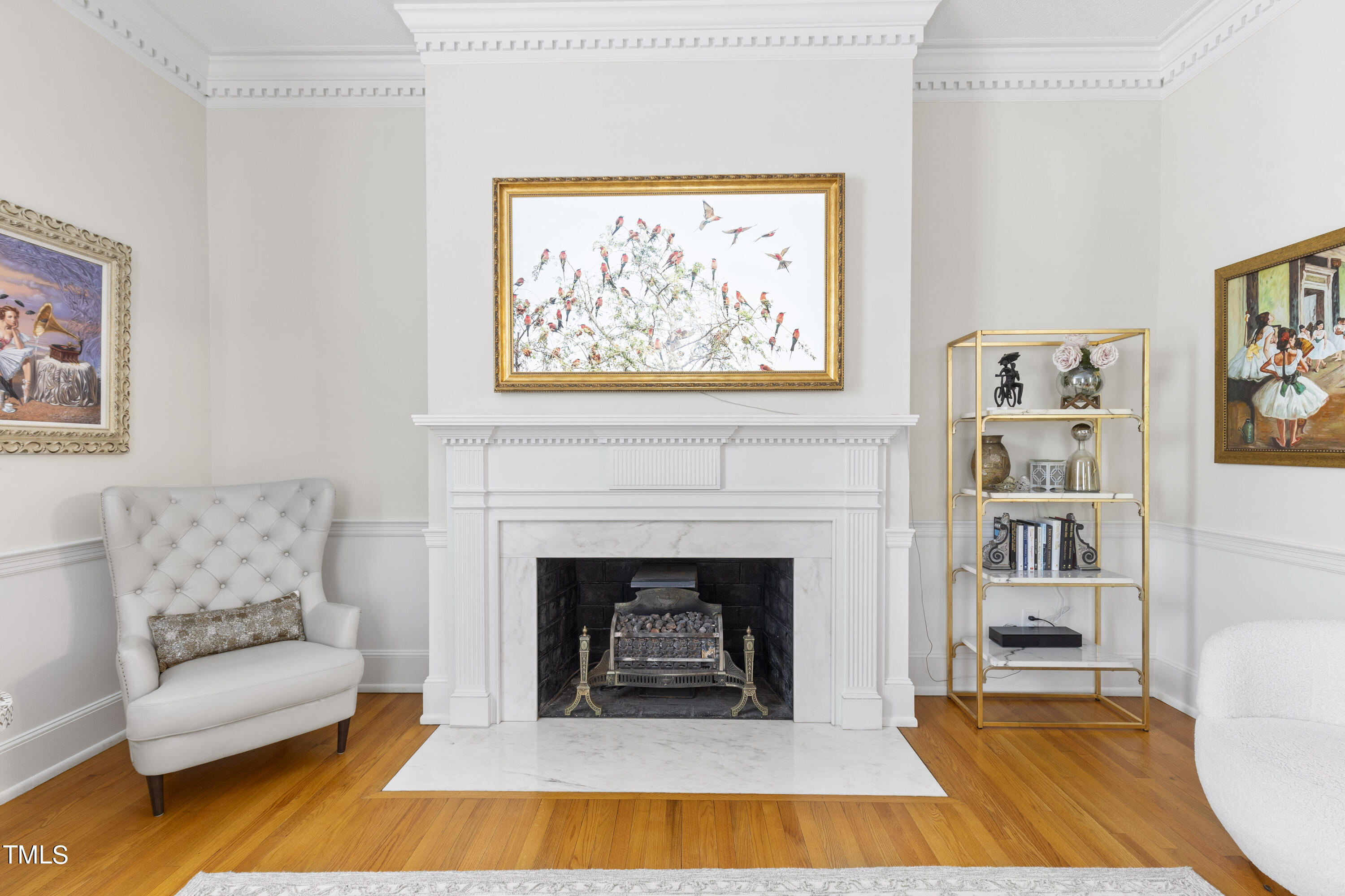6321 Johnson Pond Road Fuquay-Varina, NC 27526 - Photo 20 of 50 a living room with furniture and a fireplace