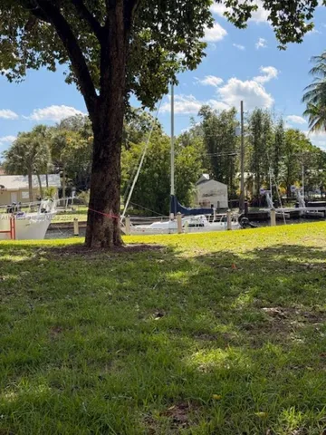 a view of a swimming pool with a yard
