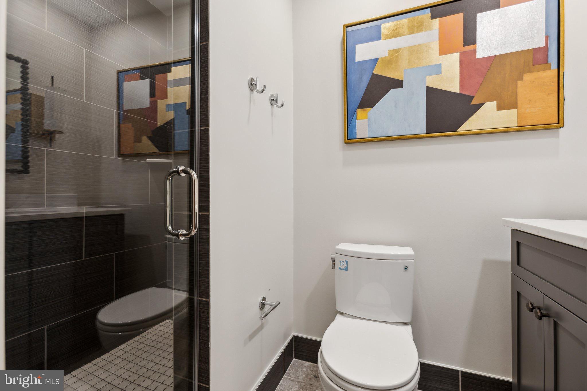 1641 R Street Northwest, Unit 301 Washington, DC 20009 - Photo 12 of 36 Sleek modern bathroom with artistic flair.