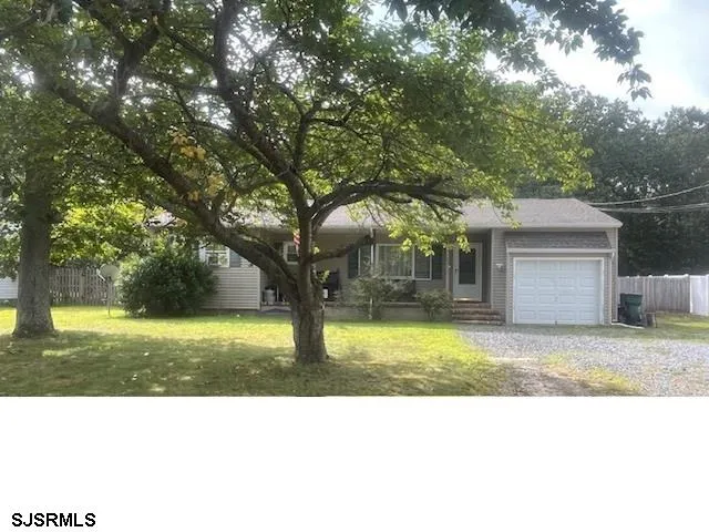 a sink and a yard with a big trees