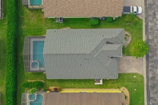 an aerial view of a house