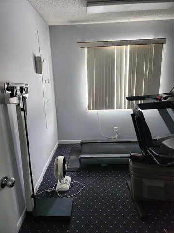 a room with gym equipment