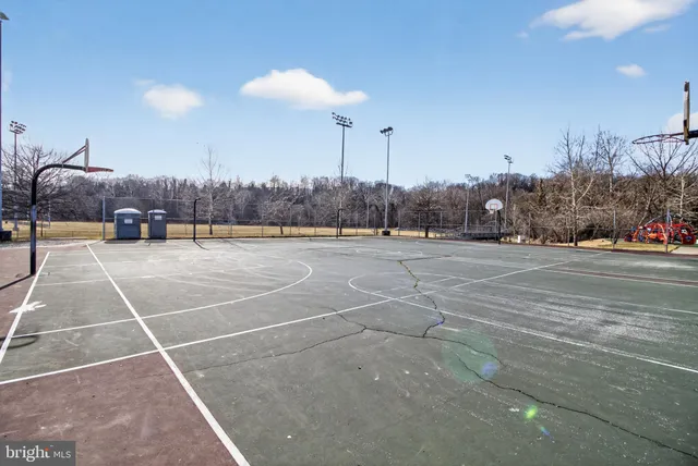 a view of a yard with a fountain