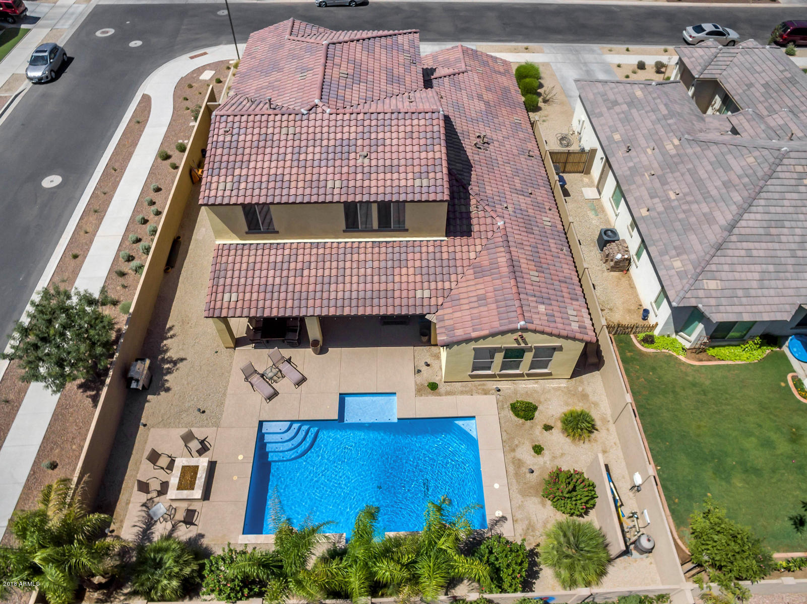 19677 Walnut Road Queen Creek, AZ 85142 - Photo 35 of 40 Aerial 6 Pool and Gas Firepit