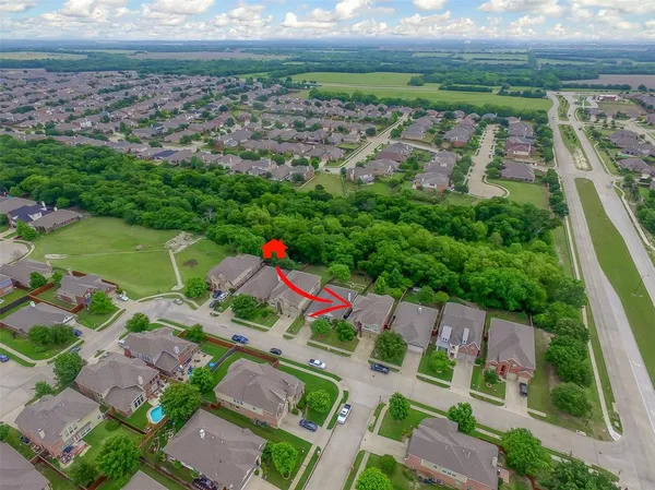 an aerial view of a house