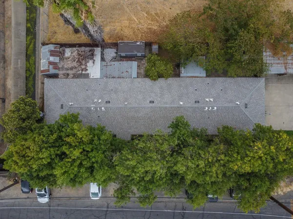 an aerial view of a house