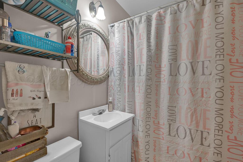 312 Southwest 45th Avenue Amarillo, TX 79110 - Photo 14 of 23 a bathroom with a sink a toilet and a mirror