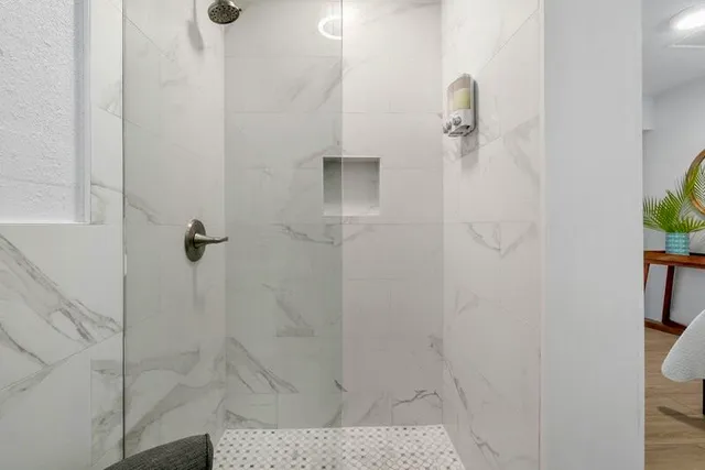 a bathroom with a shower
