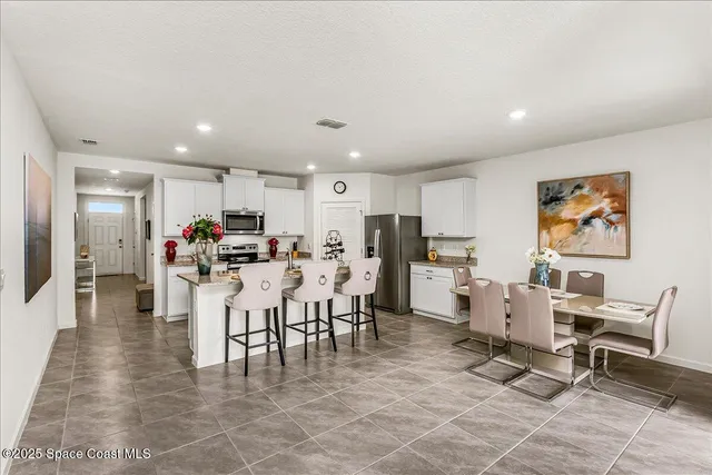 a view of a dining area with furniture