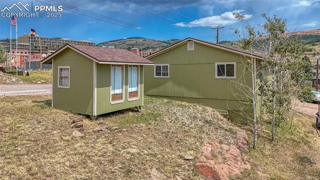 a view of a swimming pool with a patio
