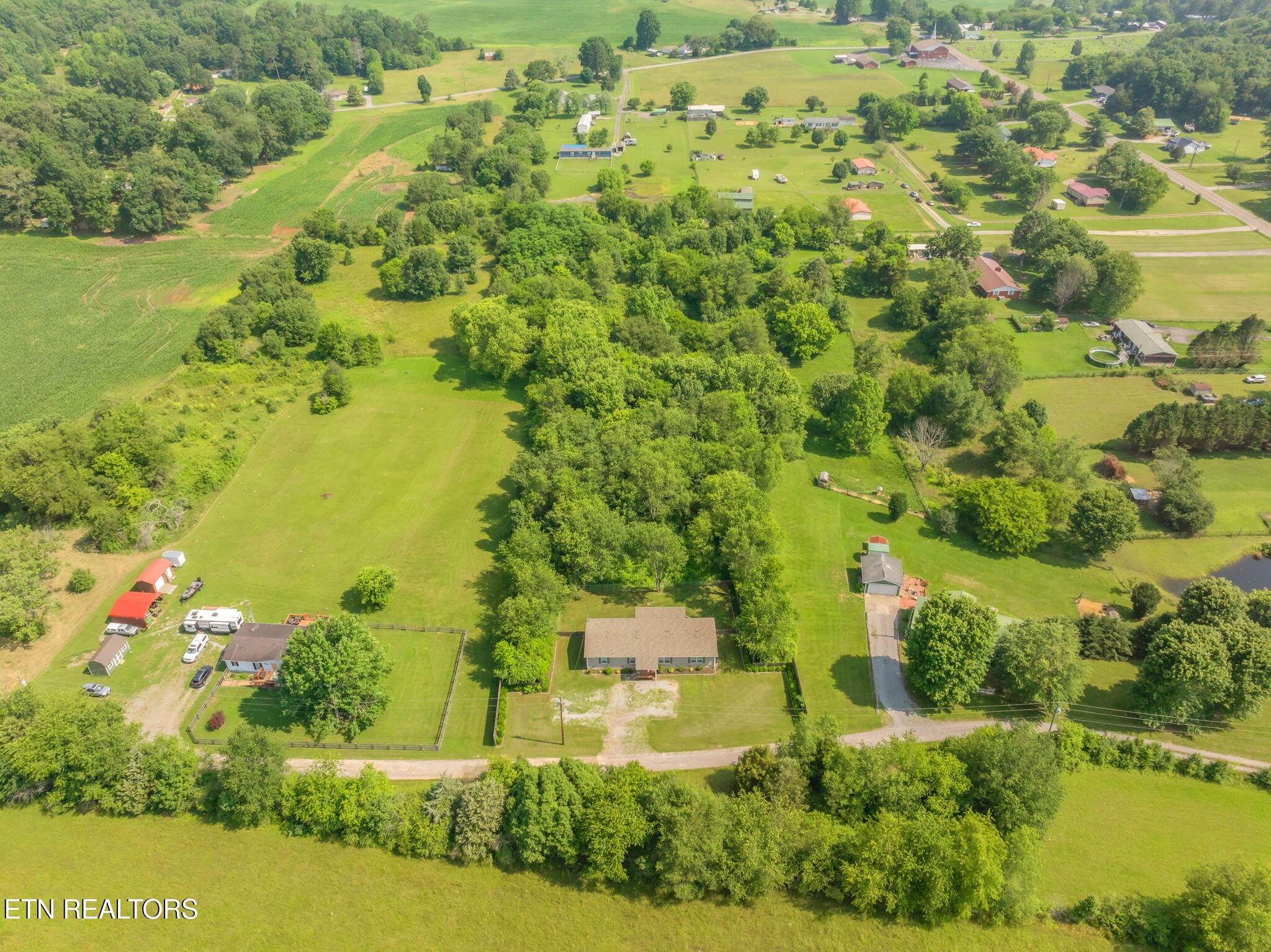 20156 Steekee Road Loudon, TN 37774 - Photo 37 of 46 an aerial view of residential houses with outdoor space and trees all around