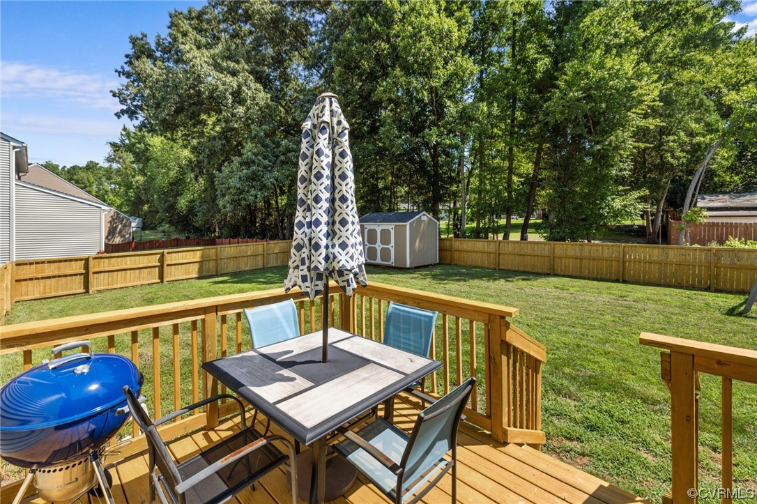 5419 Sandy Ridge Terrace Chesterfield, VA 23832 - Photo 23 of 27 a view of deck with furniture and trees