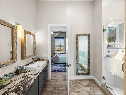 a view of a swimming pool with a patio