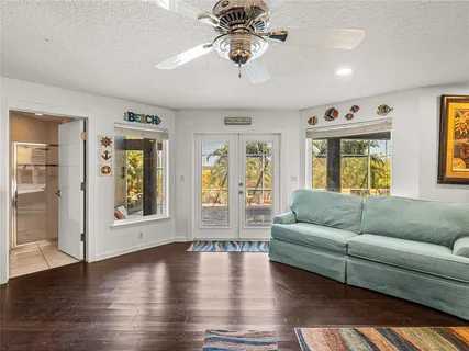 a view of a lake with outdoor space