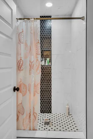 a bathroom with a shower
