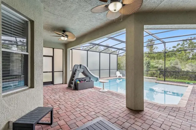 a living room with a large window