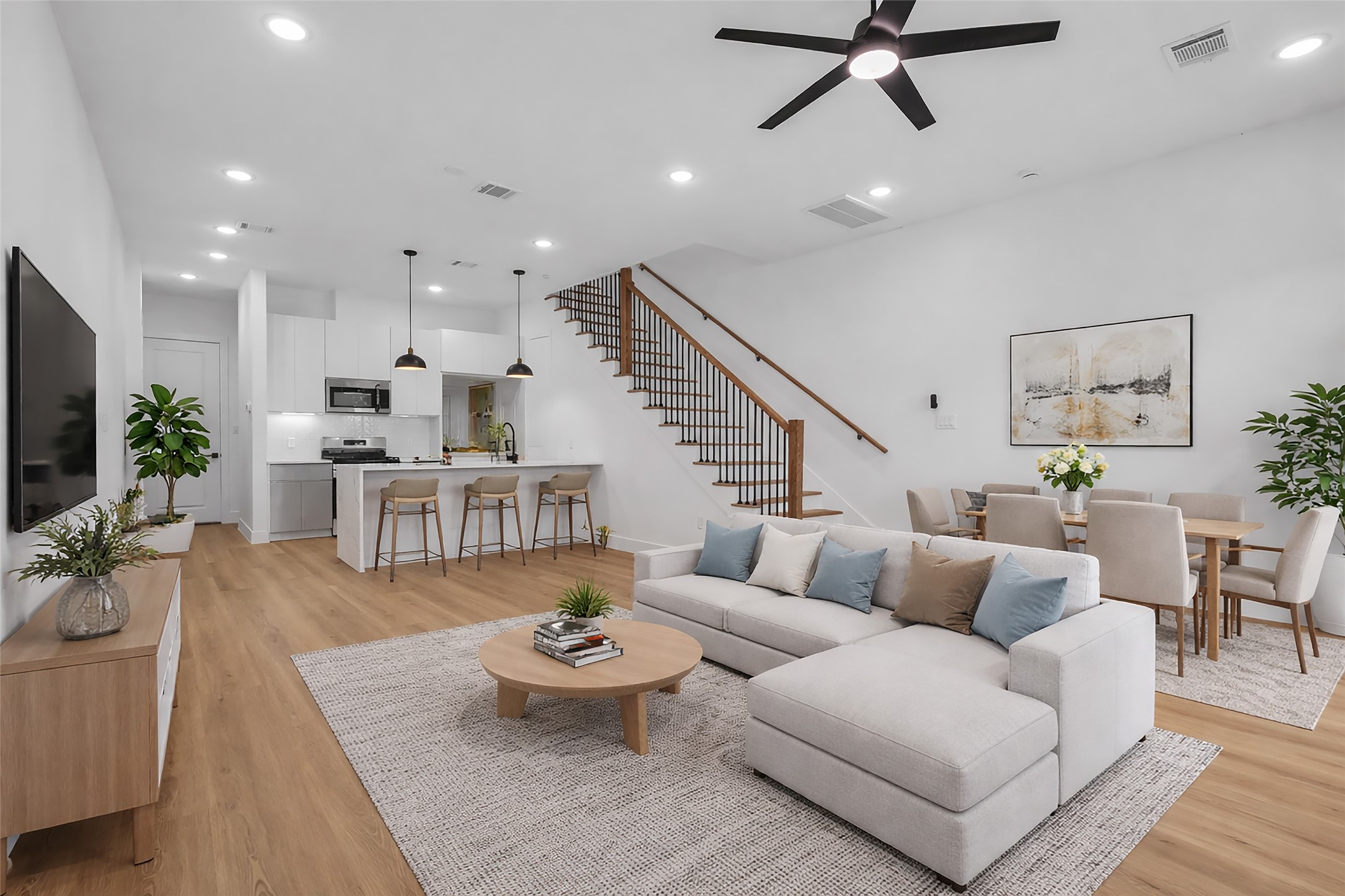 1506 Griffin Street Houston, TX 77009 - Photo 2 of 38 From the 2 car garage entry or the Front Door you will love the spacious light and bright living space.
Virtually staged