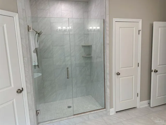 a bathroom with a shower
