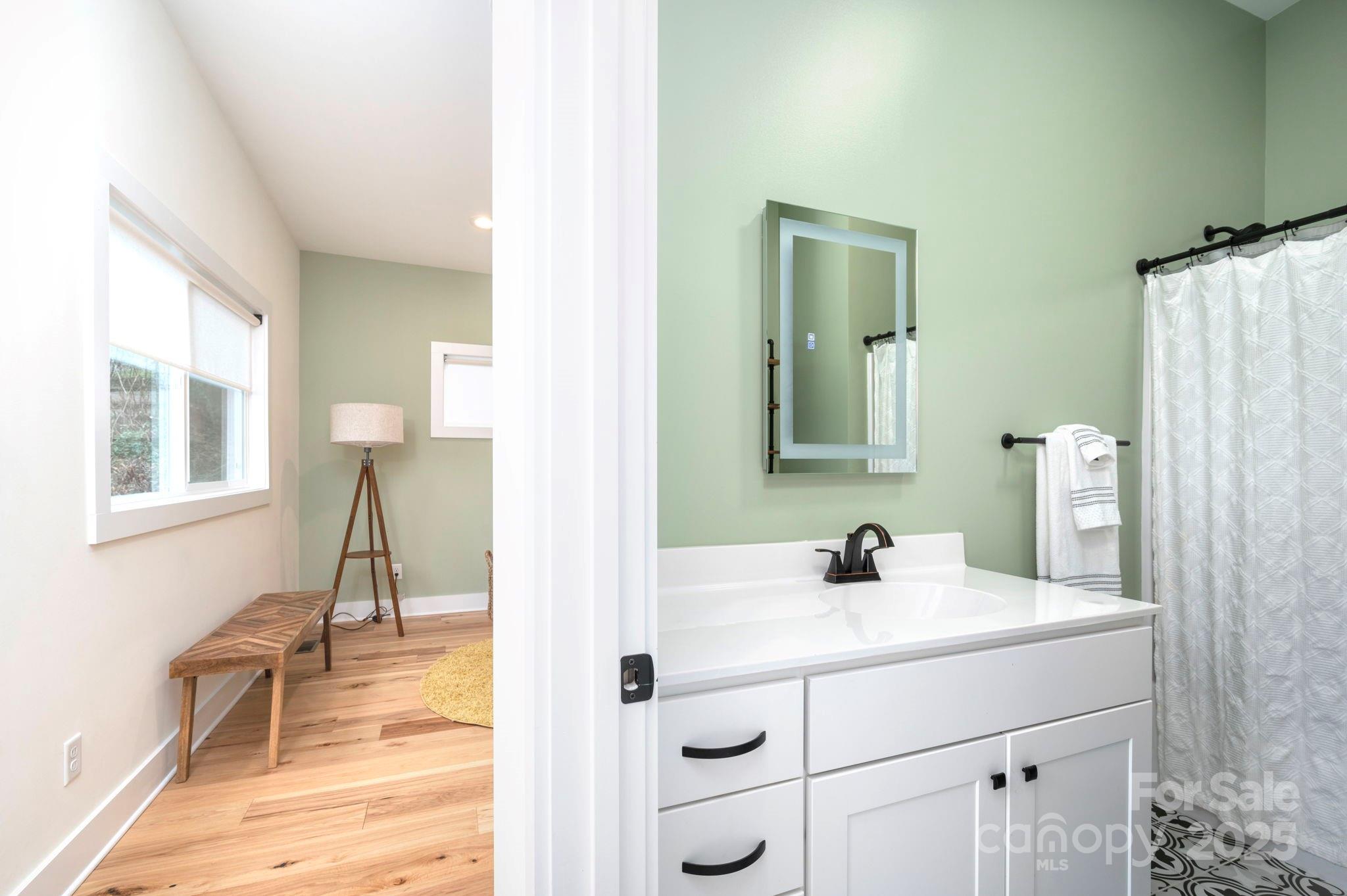 20 Garden Road Asheville, NC 28804 - Photo 23 of 44 a bathroom with a sink and a mirror