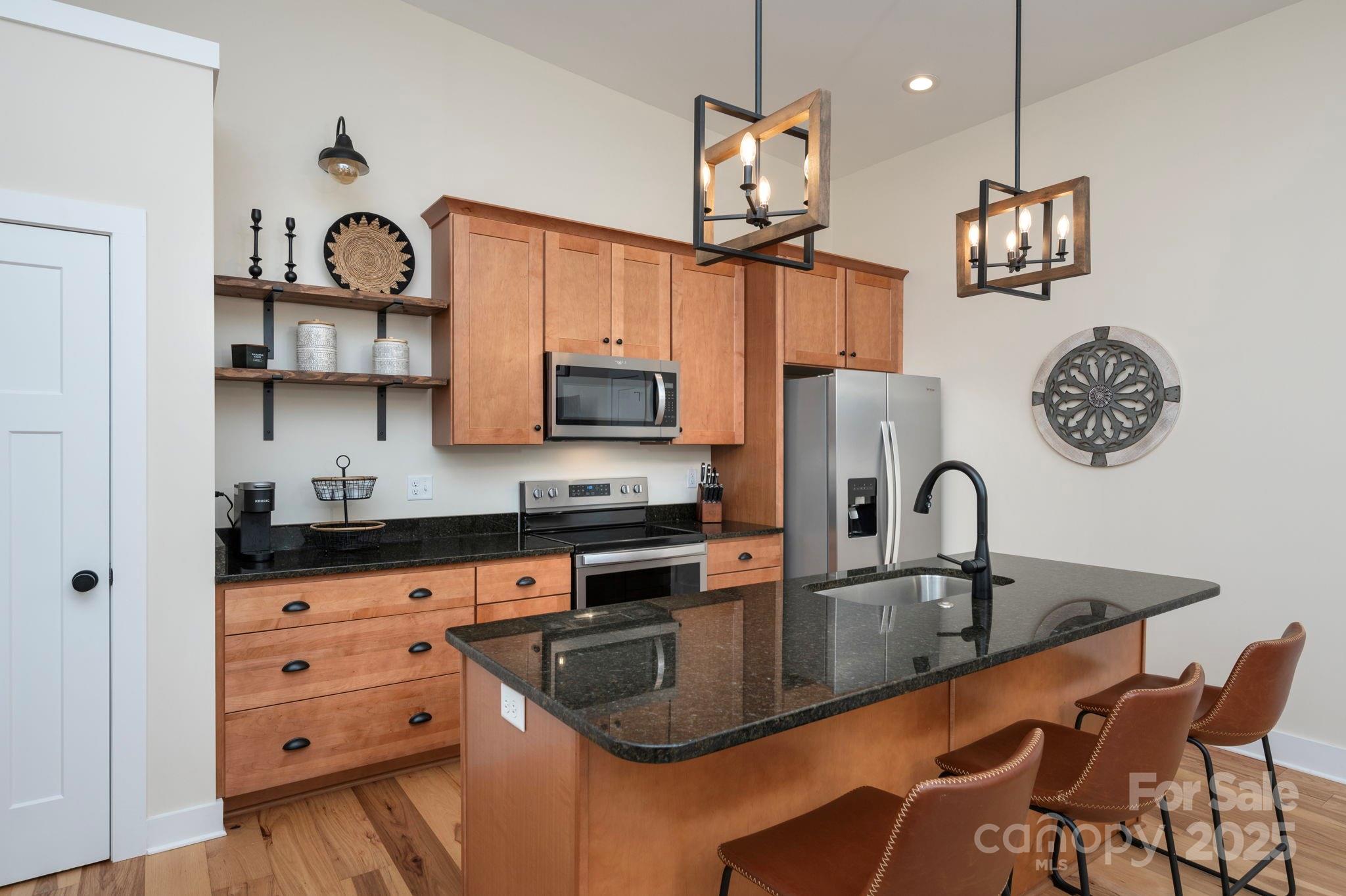 20 Garden Road Asheville, NC 28804 - Photo 31 of 44 a kitchen with stainless steel appliances granite countertop a sink a stove and cabinets