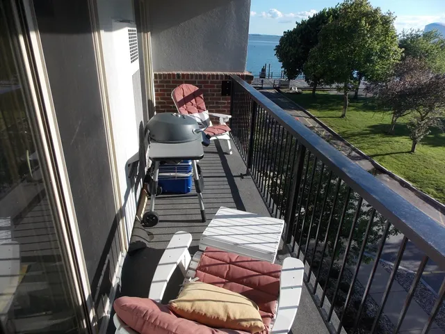 a view of a lake with a yard