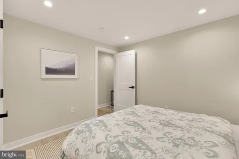a bedroom with a large bed